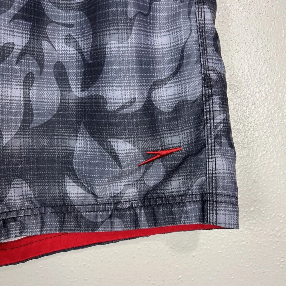 Speedo Shorts Men Large Grey Floral Plaid Board Beach Swim Surf Active Bottoms